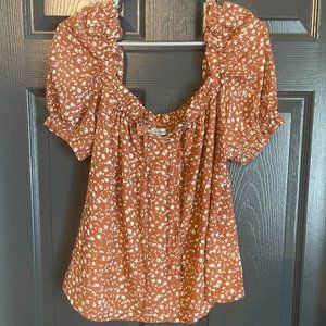 Wishlist Apparel Peplum top sz Med brown/white